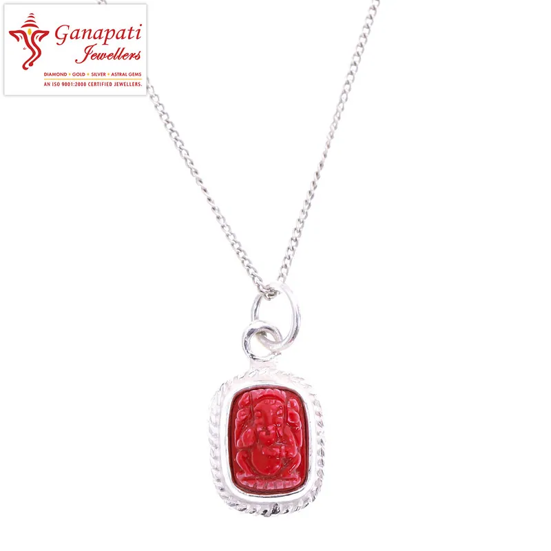 Silver ganesh muga pendant
